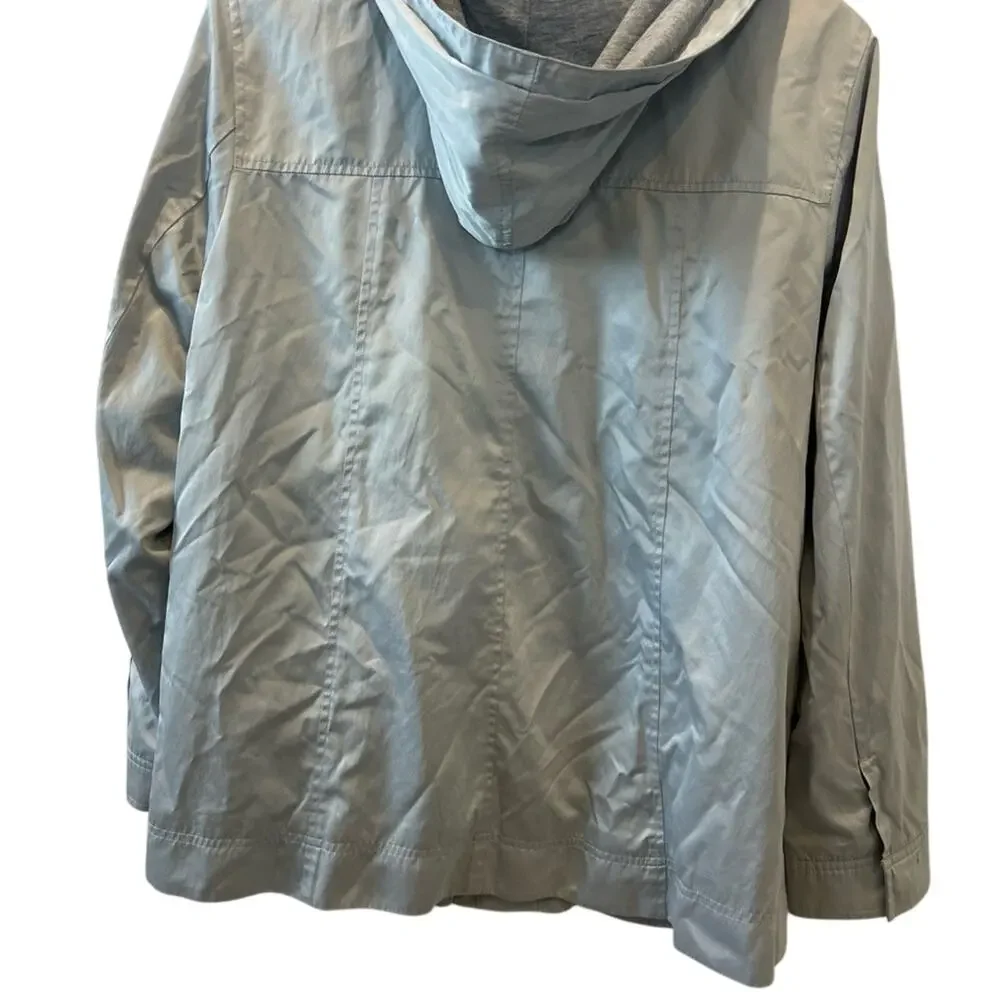 J. Jill Women’s Satin Silver Blue Hooded Lined Jacket - Picture 2 of 2